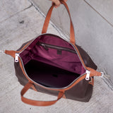 9 of 9:tusk-9920-pebblegrain-leather-everyday-duffel-chocolate-open