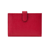 1 of 27:Red leather wallet with a strap on a white background