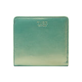 1 of 14:A mint green leather bifold wallet with 'TUSK NEW YORK' embossed on the front, shown against a plain white background.