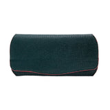 1 of 3:A green leather eyeglass case with a magnetic snap closure.