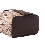 6 of 7:Leopard print and black cosmetic bag on a white background