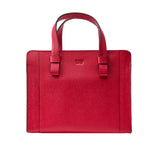 1 of 10:Red handbag with a visible brand logo on a white background