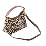14 of 17:Leopard print handbag with a brown strap on a white background