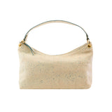 1 of 8:Beige handbag with textured surface on a white background