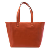 2 of 3:A brown, solid pattern tote bag with two handles and a zipper closure.