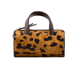 1 of 43:Leopard print handbag with brown handle on a white background -CAMEL/BLACK