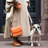 7 of 7:tusk 004 madison leather dog leash orange model 03 - ORANGE