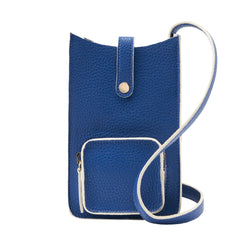 tusk 9929 womens recycled leather cellphone crossbody bag navy front  - NAVY