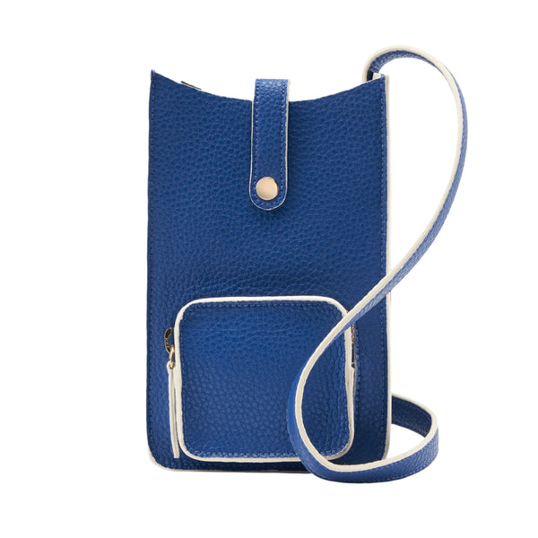 tusk 9929 womens recycled leather cellphone crossbody bag navy front  - NAVY