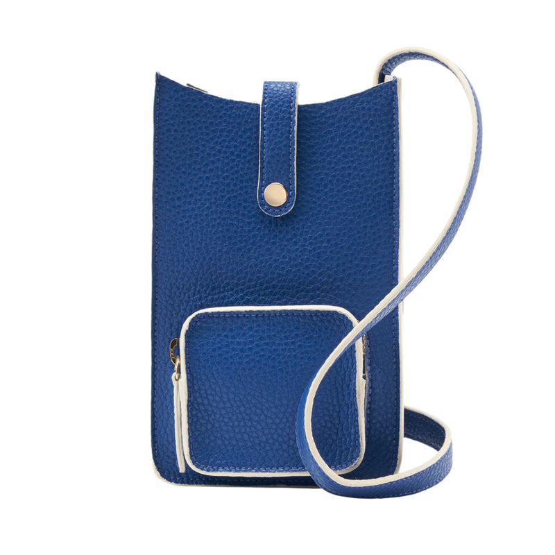 tusk 9929 womens recycled leather cellphone crossbody bag navy front  - NAVY